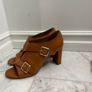 Chloe Brown Heeled Sandals with Buckles